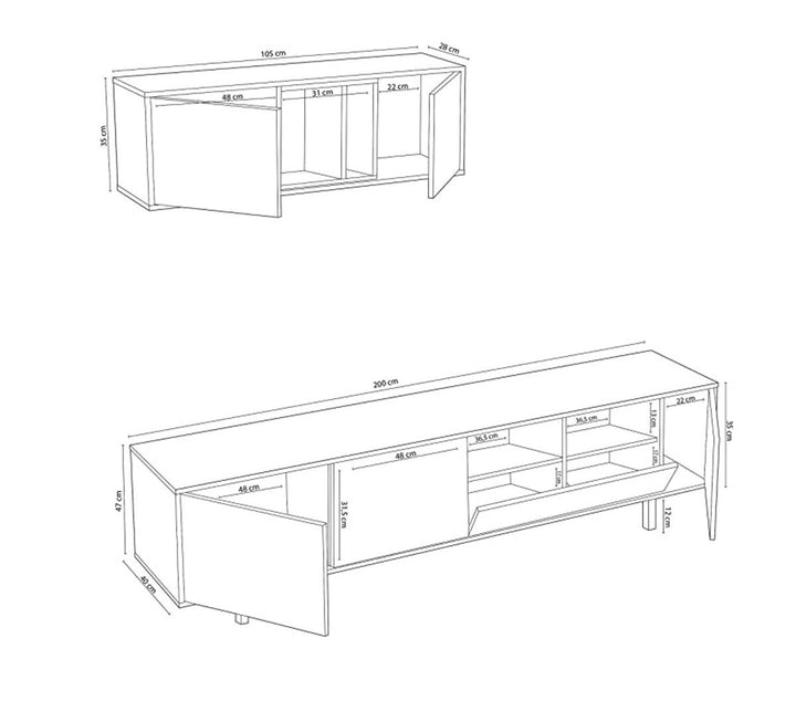 Mueble TV Ciara + Estante. Conjunto Muebles de Salon