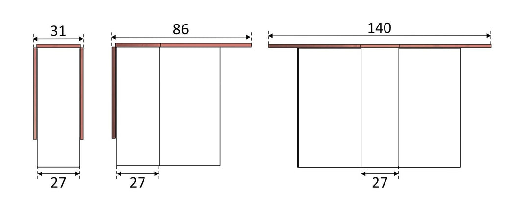 Mesa Auxiliar Fly con Alas Abatibles 140cm. Comedor o Cocina