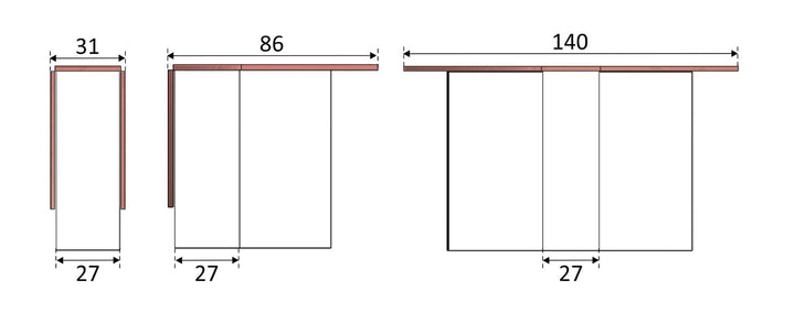 Mesa Auxiliar Fly con Alas Abatibles 140cm. Comedor o Cocina