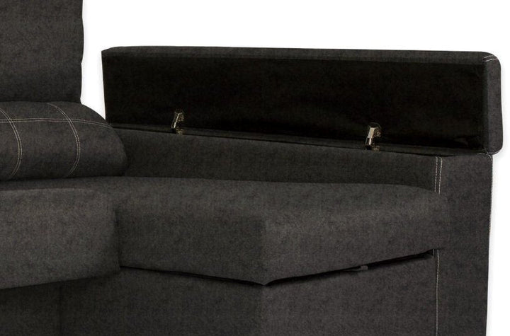 Sofa Chaise Longue Silver 260cm. Reclinable, con Arcon