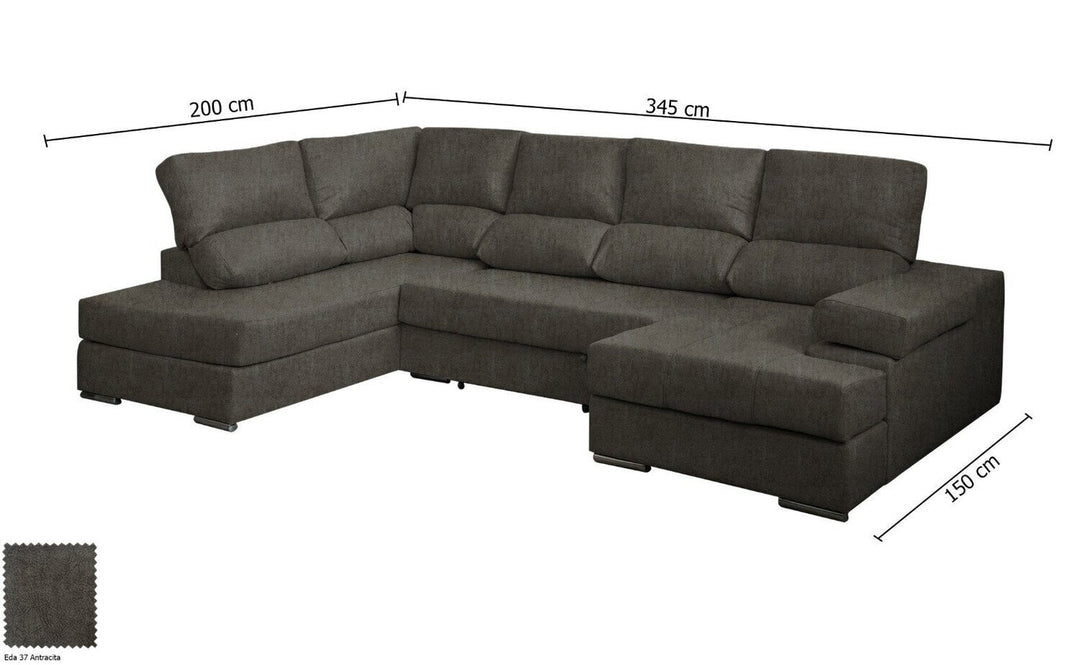 Mega Sofa Cama Chaise Longue Rinconera Italia 345cm