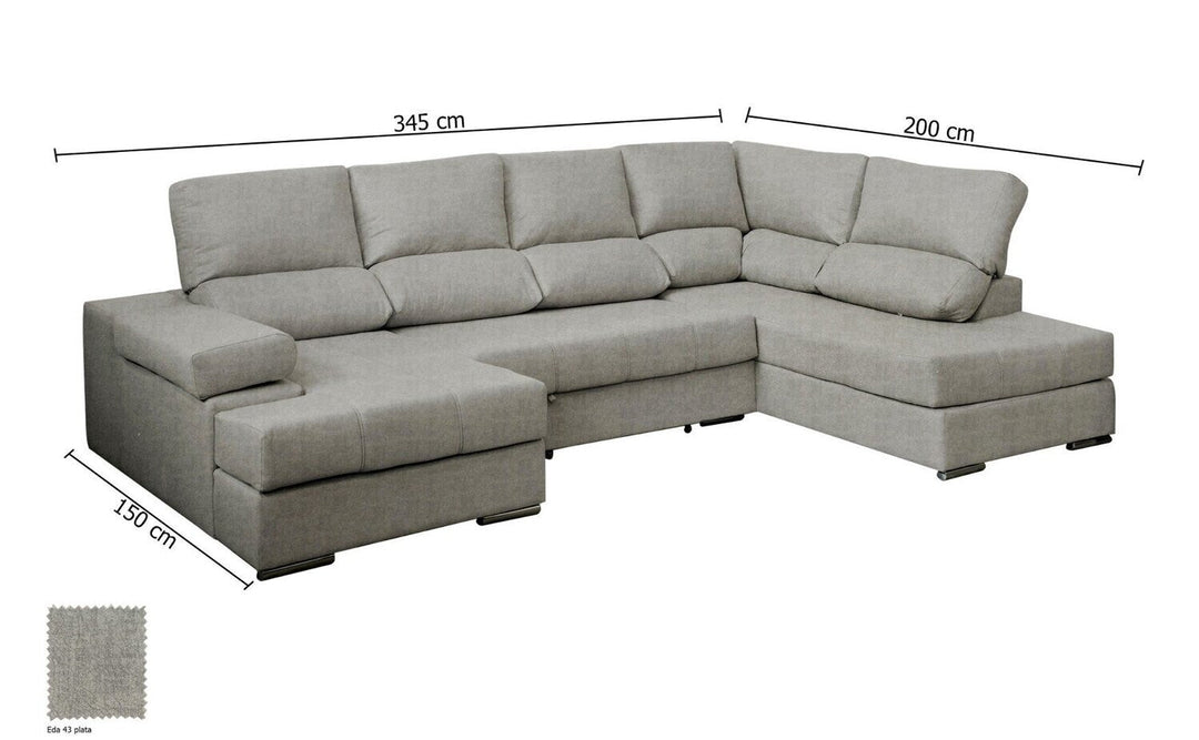 Mega Sofa Cama Chaise Longue Rinconera Italia 345cm