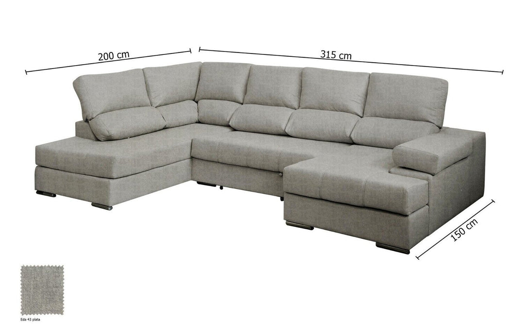 Mega Sofa Cama Chaise Longue Rinconera Italia 315cm