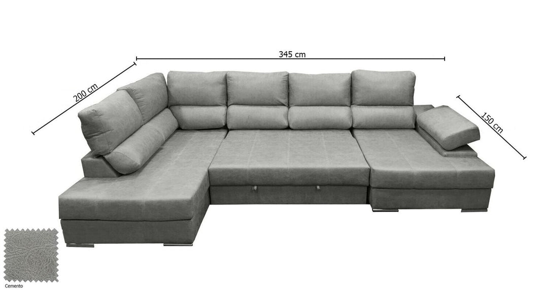 Mega Sofa Cama Chaise Longue Rinconera Italia 345cm