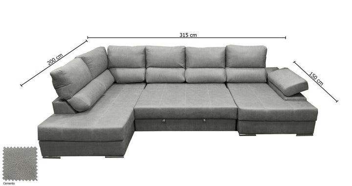 Mega Sofa Cama Chaise Longue Rinconera Italia 315cm