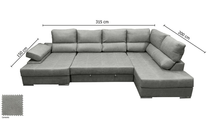 Mega Sofa Cama Chaise Longue Rinconera Italia 315cm