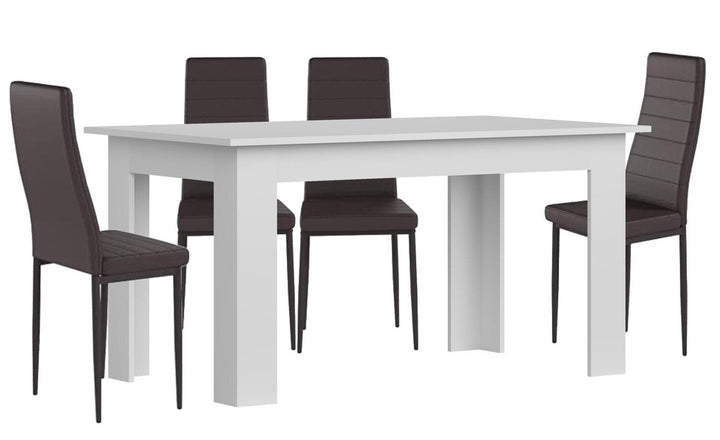 Pack Mesa de Comedor o Cocina + 4 Sillas en Polipiel/metal