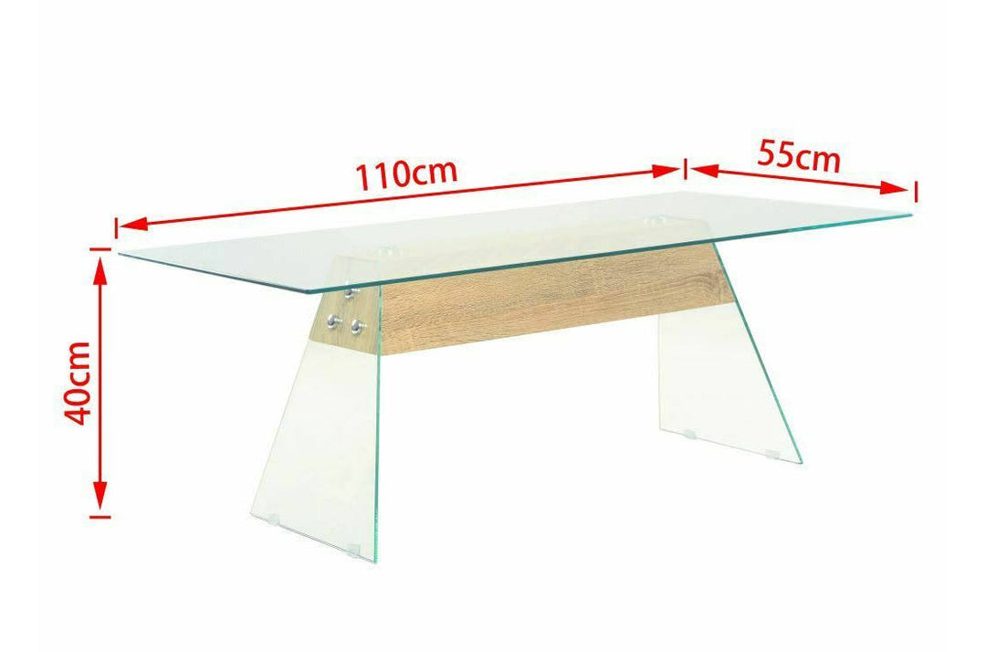 Mesa de Centro de Cristal Templado Rectangular