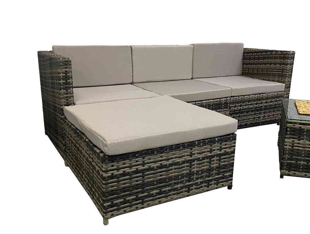 Sofa Chaise Longue de Ratan PE + Mesa. Muebles de Jardin y Terraza