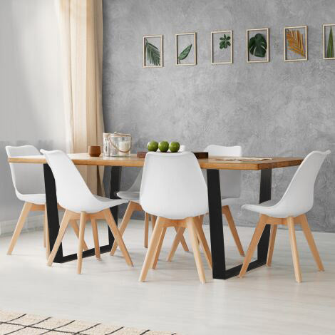 Pack Mesa de Comedor o Cocina Madera Maciza 160cm + Sillas Nordic