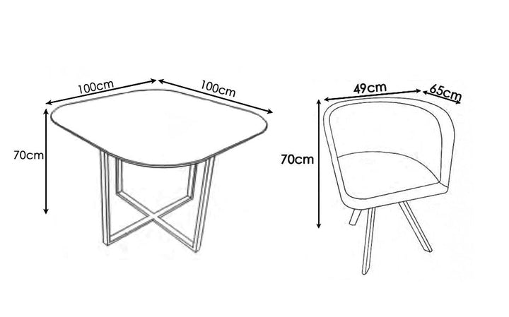 Mesa de Cristal Templado Teka + 4 Sillas. Comedor o Cocina