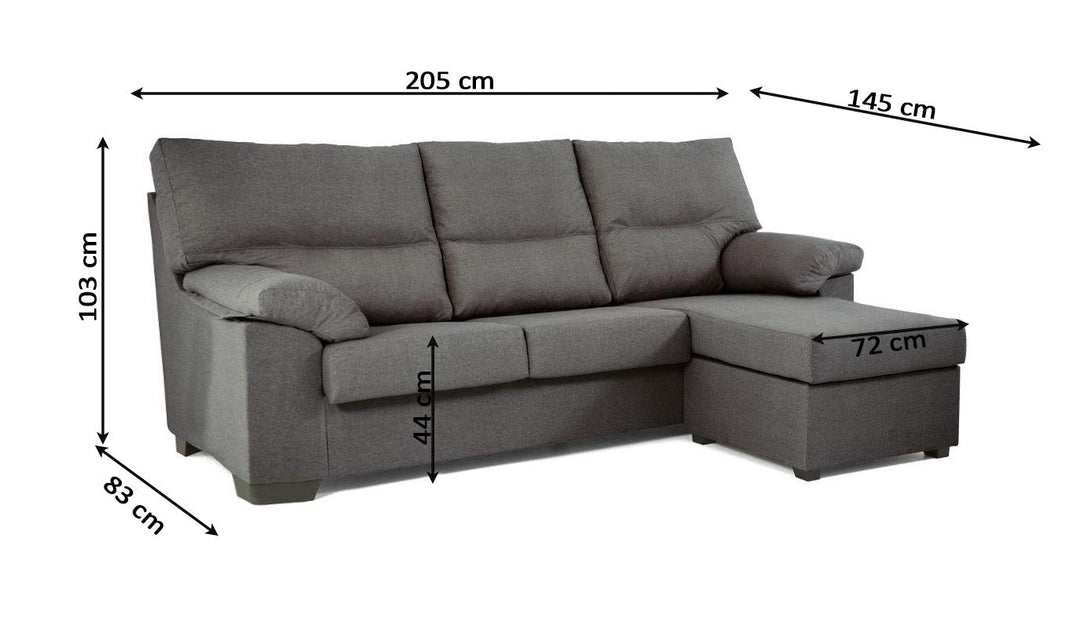 Sofa Chaise Longue Reversible Golden 205cm