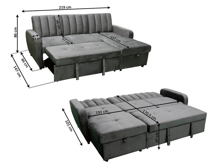 Sofa Cama Chaise Longue Rio 219cm