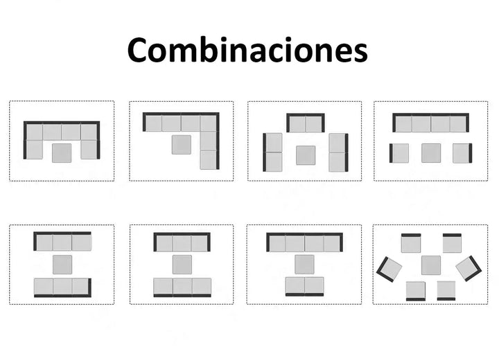 Conjunto de Sofas de Exterior en Ratan PE, 7 piezas. Muebles de Jardin y Terraza