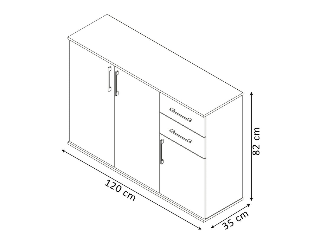 Comoda Aparador Joana 3 Puertas y 2 Cajones