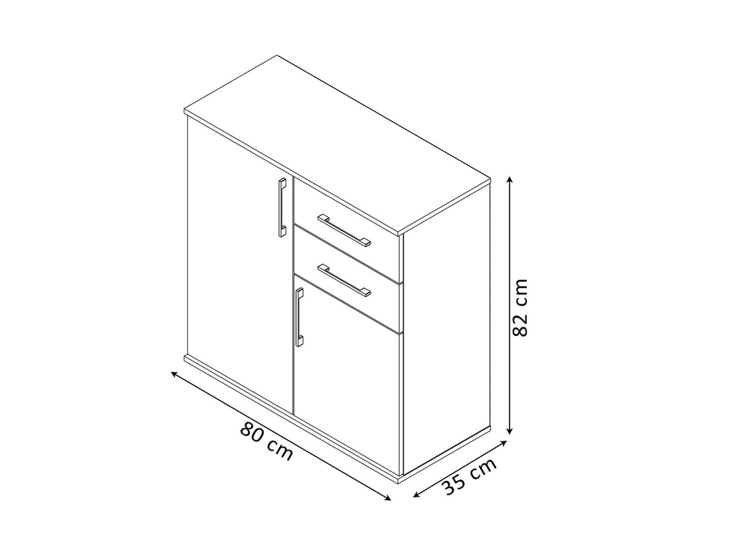 Comoda Aparador Joana 2 Puertas y 2 Cajones