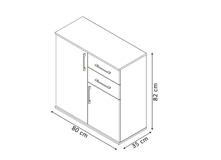 Comoda Aparador Joana 2 Puertas y 2 Cajones