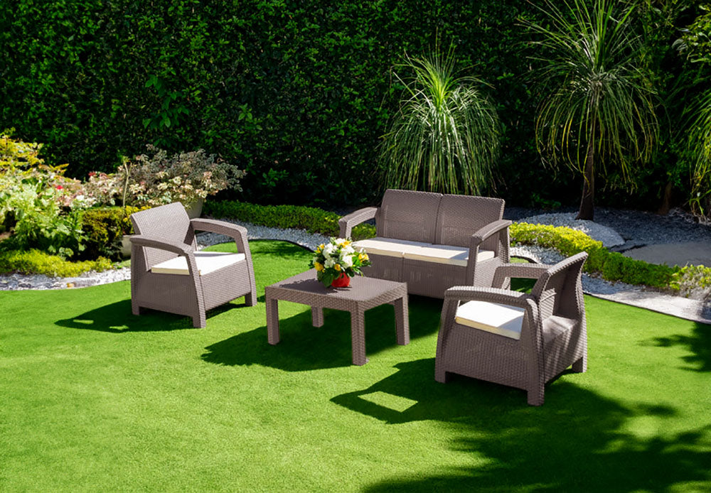 sofá+ 2 Sillones + Mesa de Centro CF. Muebles de Jardin y Terraza Ratan PE