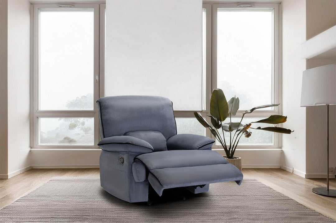 Sillon Reclinable Manual Elijah 1 Plaza Gris