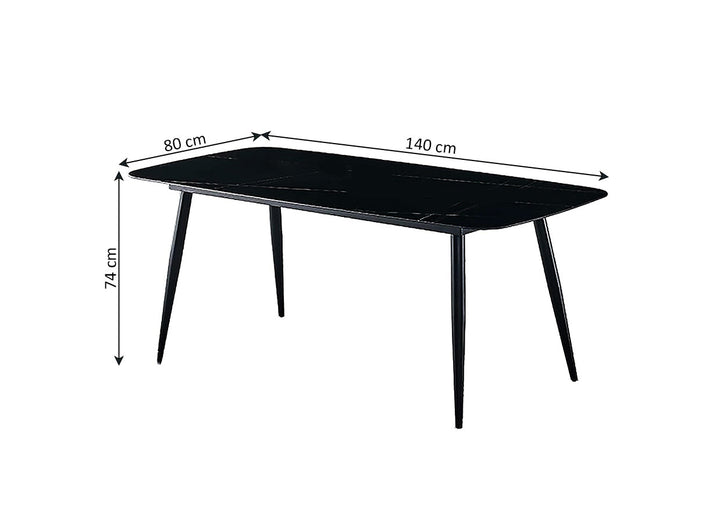 Mesa de Cristal Templado 140cm + 6 Sillas Polipiel. Comedor o Cocina