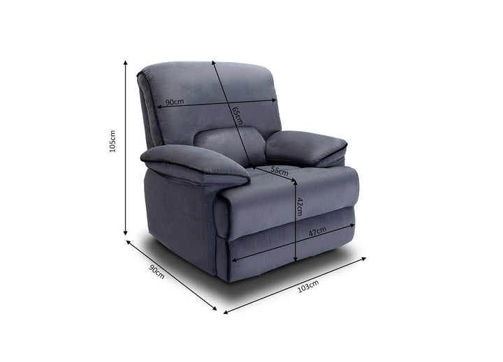 Sillon Reclinable Manual Elijah 1 Plaza Gris