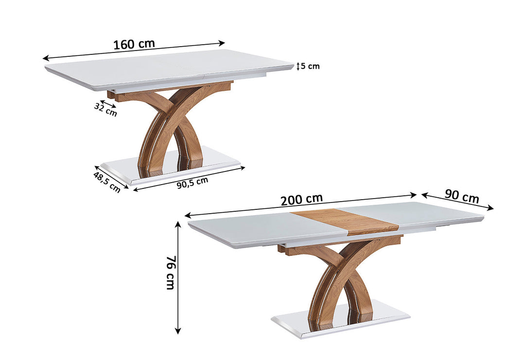 Mesa Extensible de Cristal Templado 160 a 200cm Gia. Comedor o Cocina