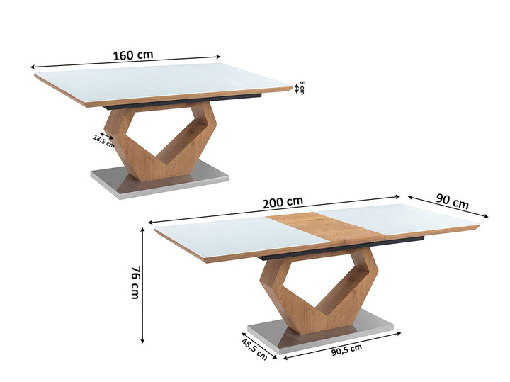 Mesa Extensible de Cristal Templado 160 a 200cm Gavin. Comedor o Cocina