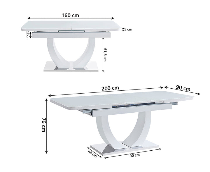 Mesa Extensible de Cristal Templado 160 a 200cm Nadia. Comedor o Cocina