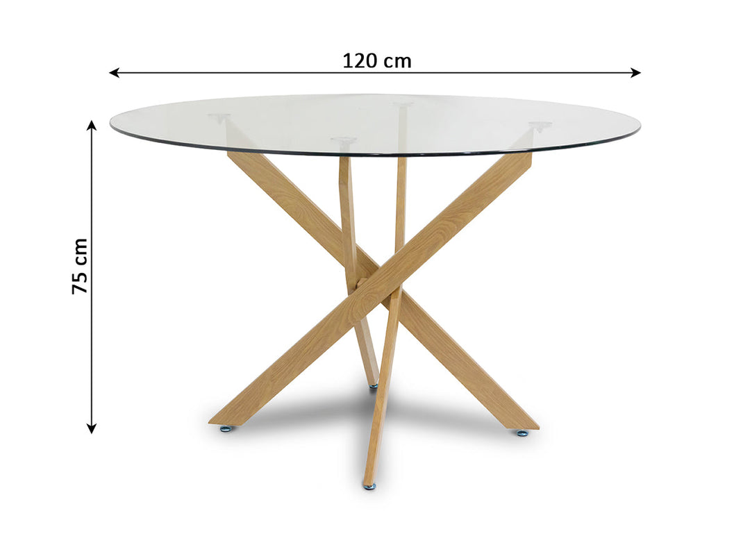 Mesa Redonda de Cristal Templado 120cm DT. Comedor o Cocina