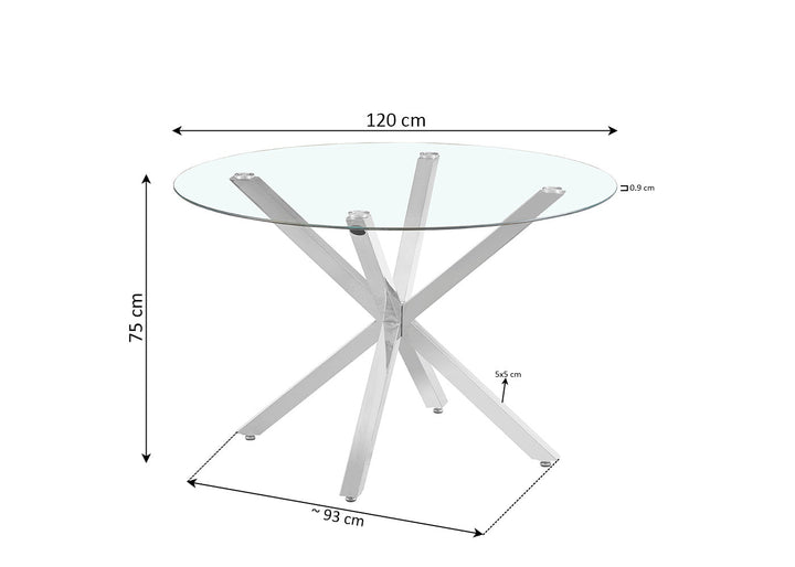 Mesa Redonda de Cristal Templado Aurora 120cm. Comedor o Cocina