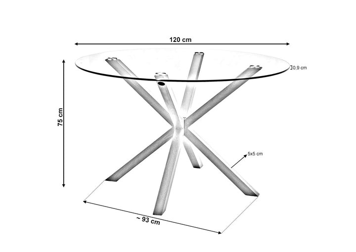 Mesa Redonda de Cristal Templado 120cm. Comedor o Cocina