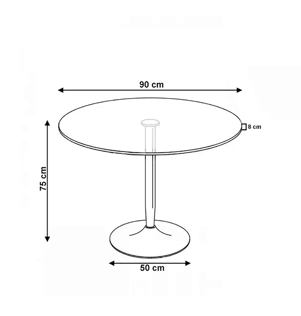 Mesa Redonda de Cristal Templado 90cm. Comedor o Cocina