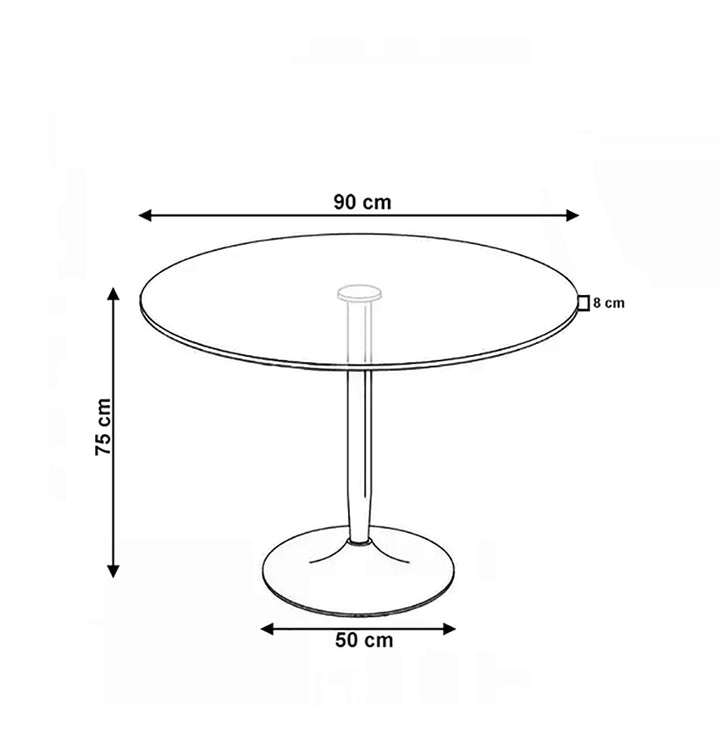 Mesa Redonda de Cristal Templado 90cm. Comedor o Cocina