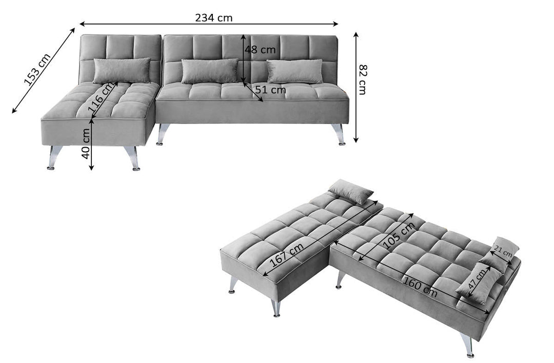 Sofa Cama Chaise Longue Noelia XL 234cm