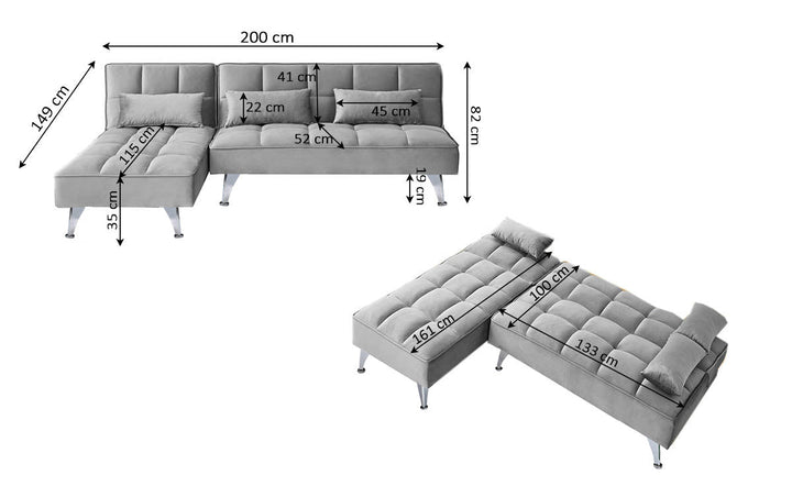 Sofa Cama Chaise Longue Noelia XS 200cm