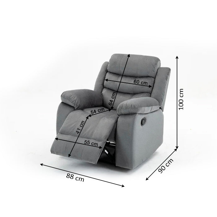 Sillon Reclinable Manual Houston 1 Plaza Gris