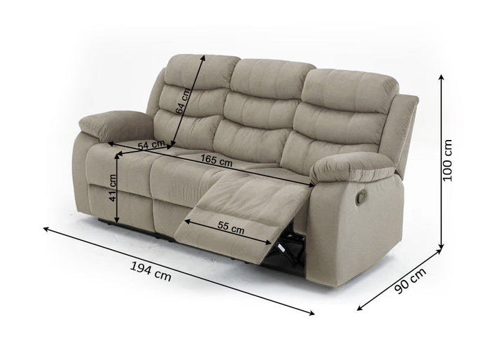 Sofa Reclinable Manual Houston 3 Plazas Marron