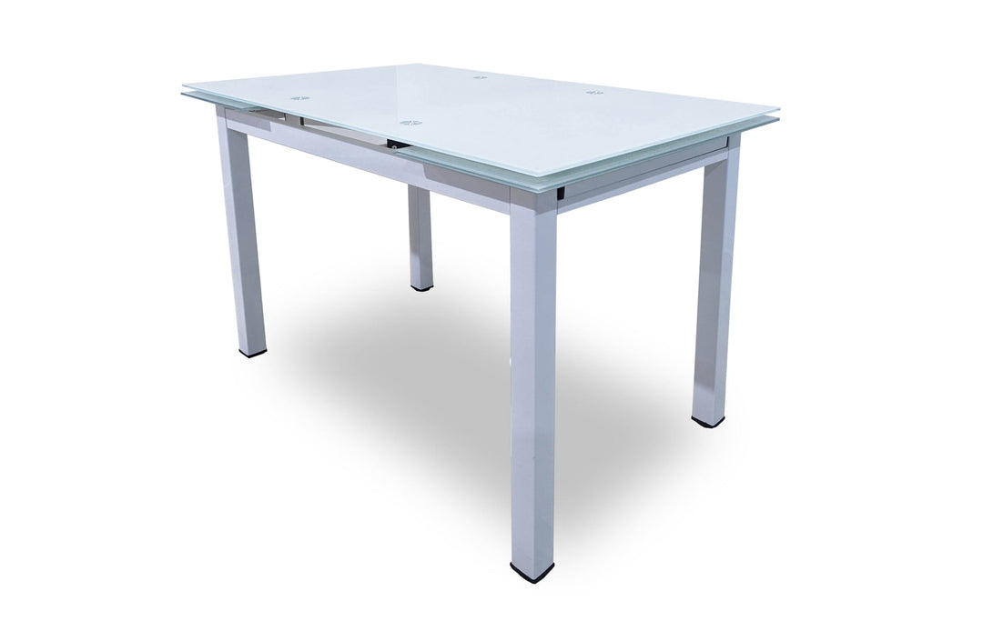 Mesa de Cristal Extensible 170cm + 6 Sillas Polipiel