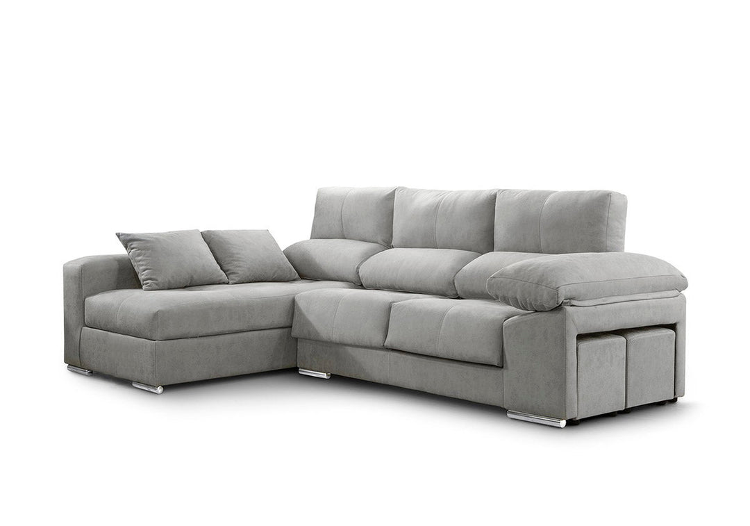 Sofa Chaise Longue Copi 280cm. Reclinable, +2 pufs