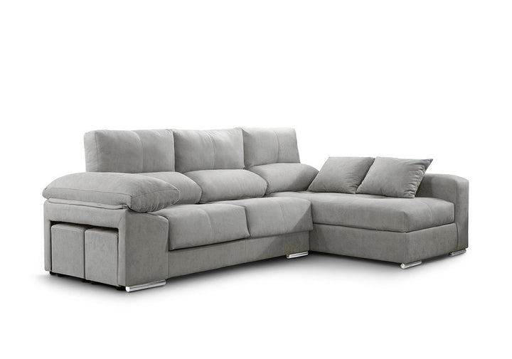 Sofa Chaise Longue Copi 280cm. Reclinable, +2 pufs