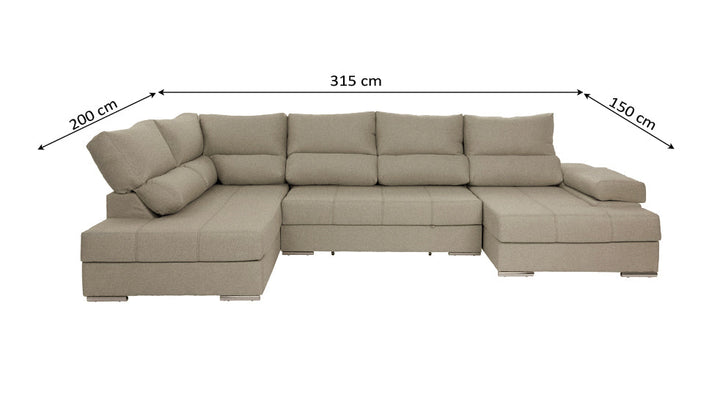 Mega Sofa Cama Chaise Longue Rinconera Italia 315cm