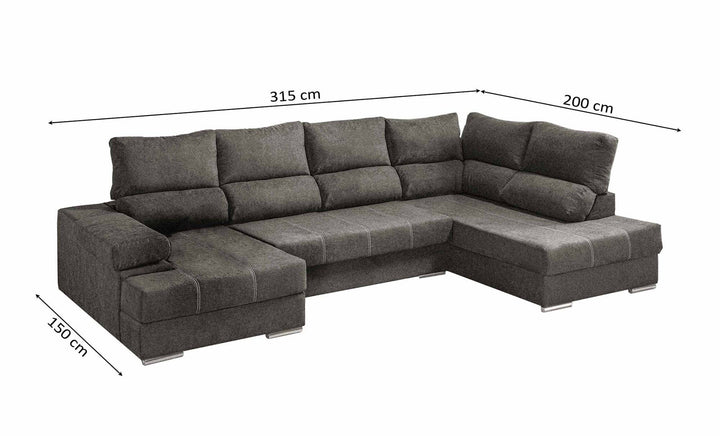 Mega Sofa Cama Chaise Longue Rinconera Italia 315cm