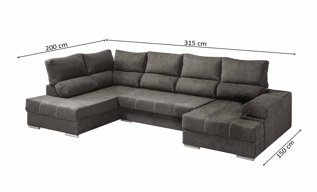 Mega Sofa Cama Chaise Longue Rinconera Italia 315cm