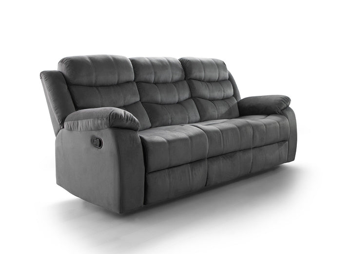 Sofa Reclinable Manual Houston 3 Plazas Gris