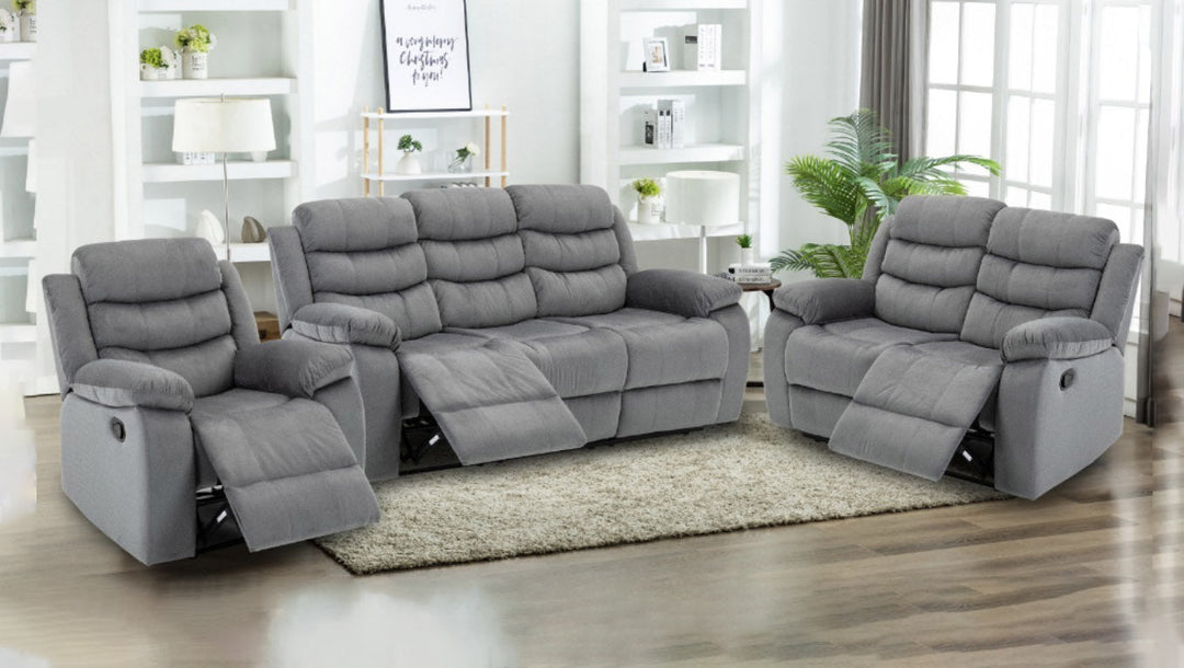 Sofa Reclinable Manual Houston 3 Plazas Gris