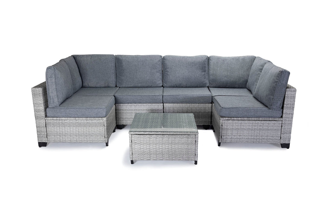 Conjunto de Sofas de Exterior en Ratan PE, 7 piezas. Muebles de Jardin y Terraza